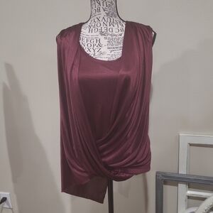 Harlowe and Graham Women's SZ S burgandy blouse festive holiday asymmetrical top